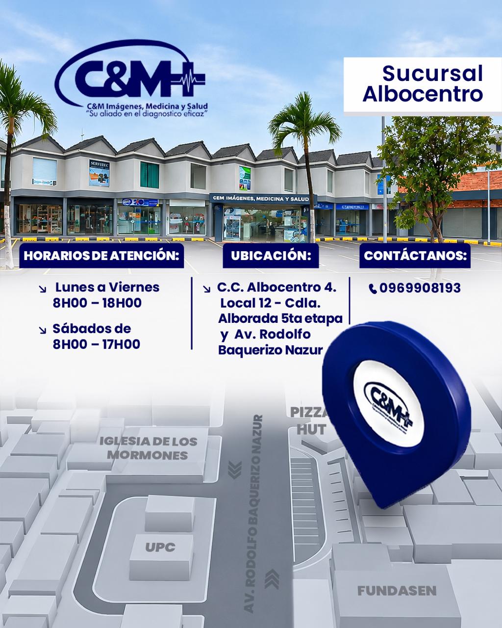 Croquis y horarios de la sucursal Albocentro