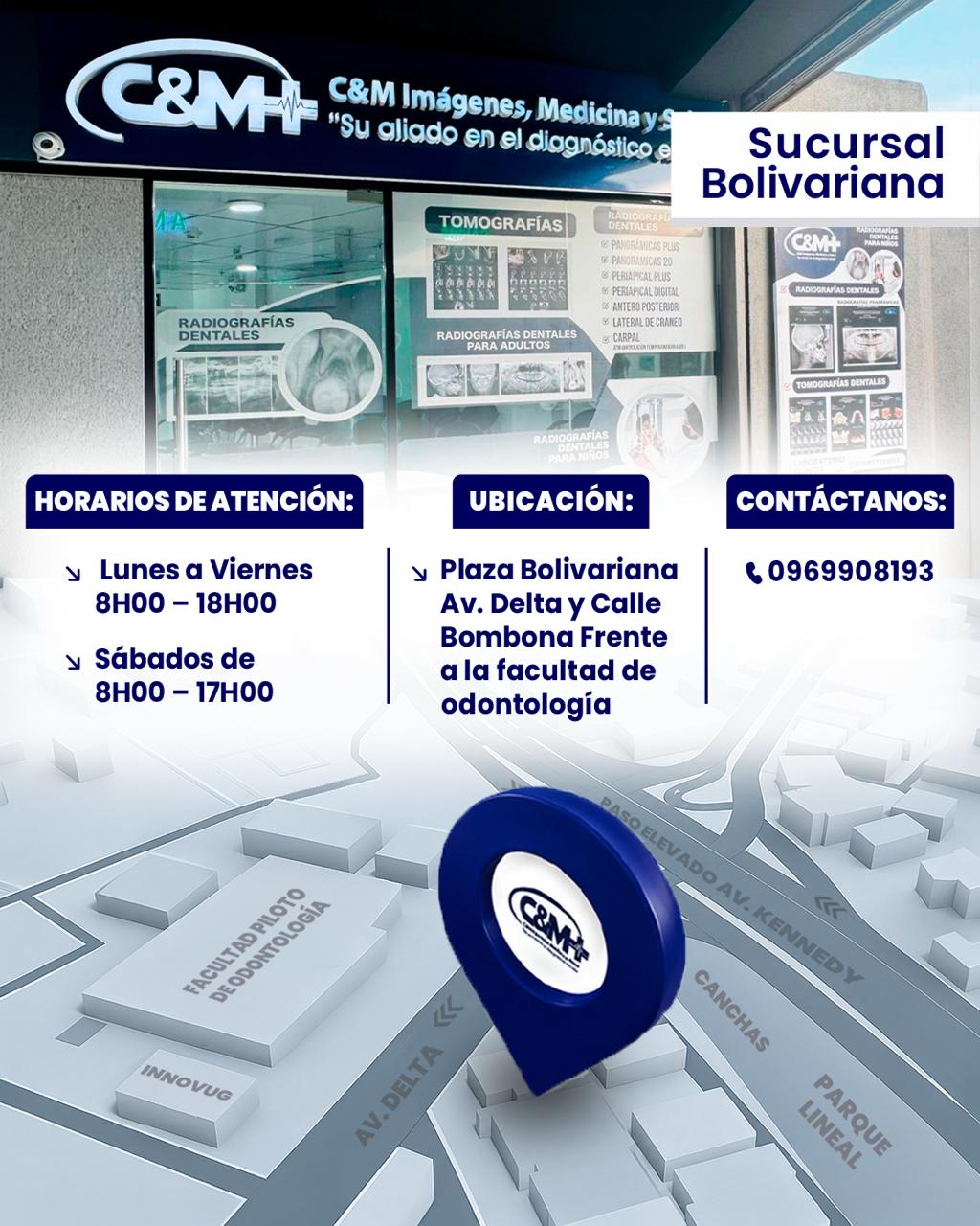Croquis y horarios de la sucursal Bolivariana