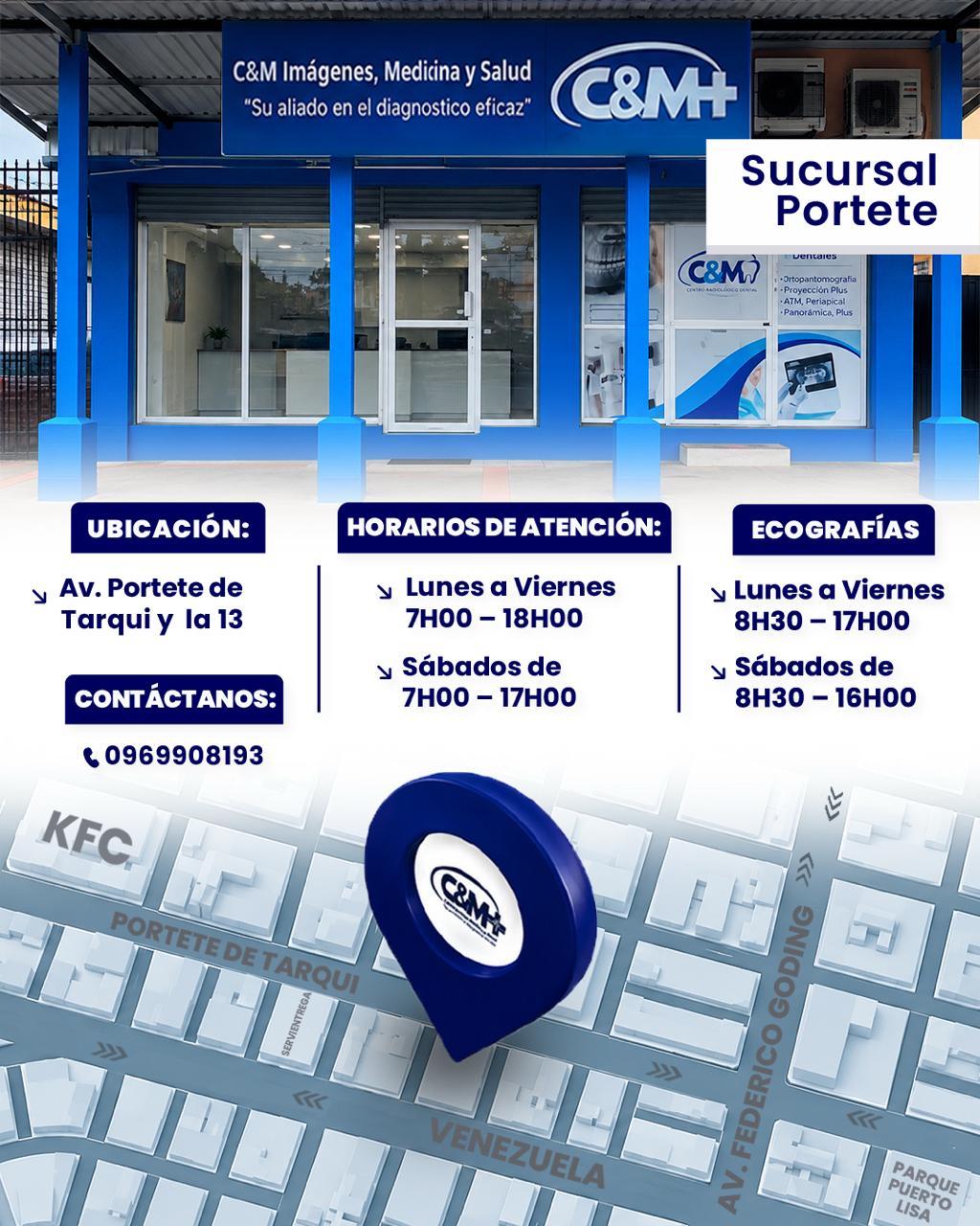 Croquis y horarios de la sucursal Portete